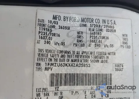 2004 Ford Explorer Xlt from USA, damaged, VIN 1FMZU63KX4ZA25853